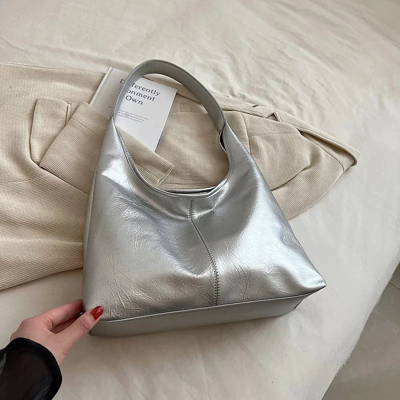 Petit Sac à Main Argenté Brodé Paillettes Vintage - État Très Bon, Soirée