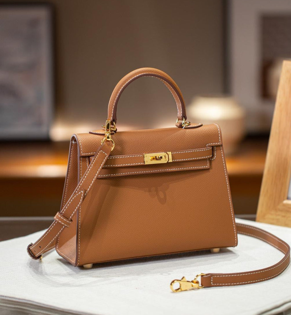 sac a main camel en cuir