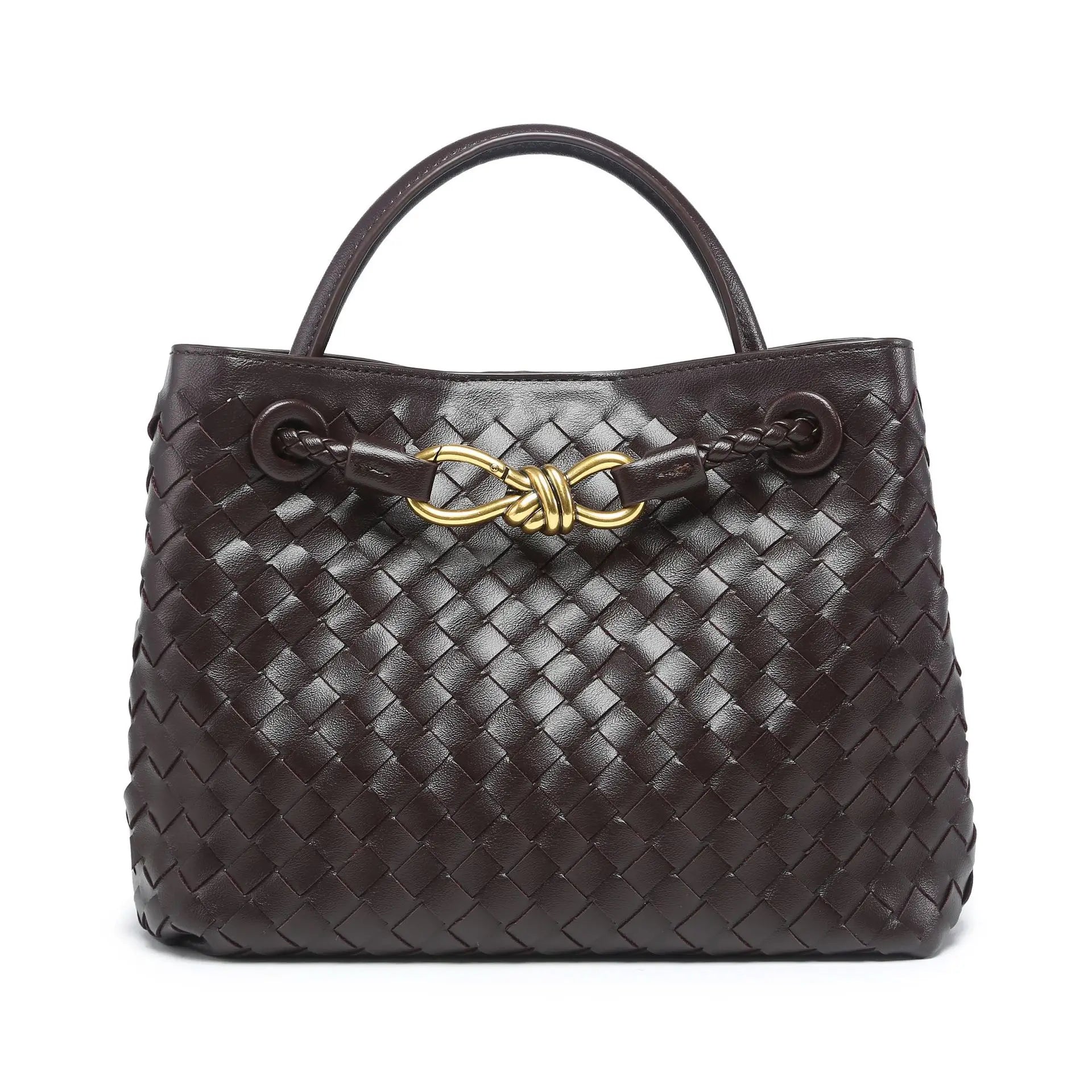 sac en cuir tressé café