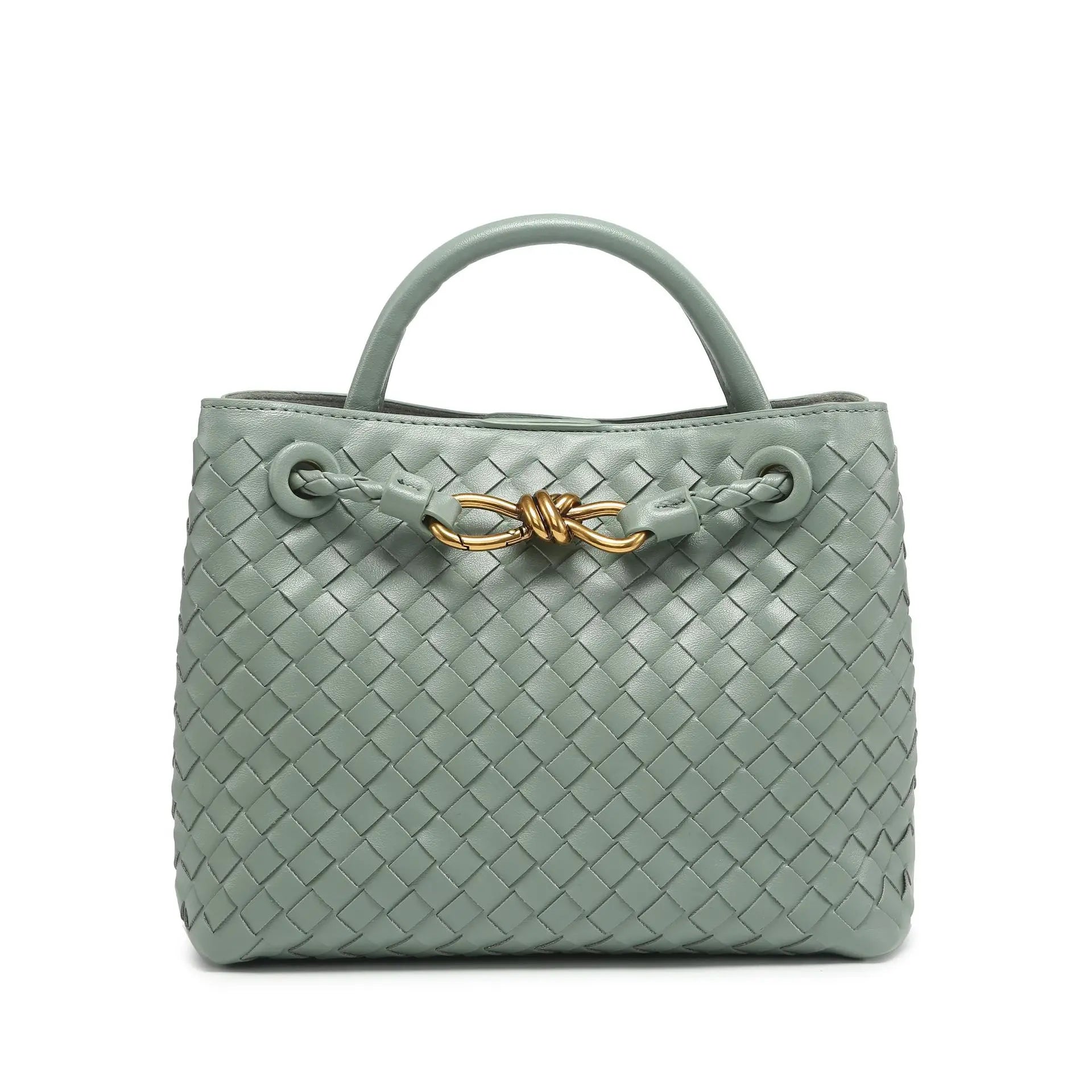 sac en cuir tressé vert clair