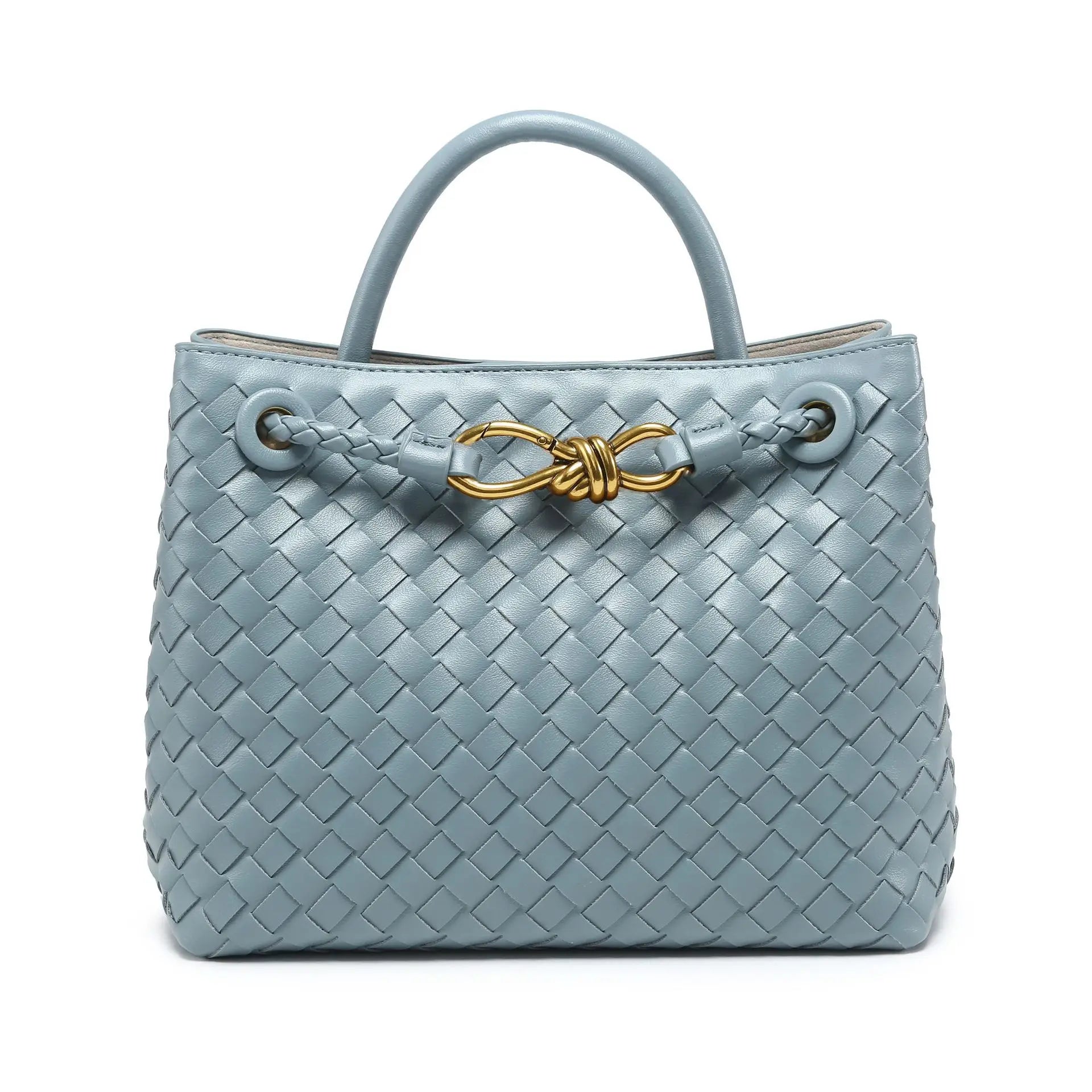 sac en cuir tressé bleu