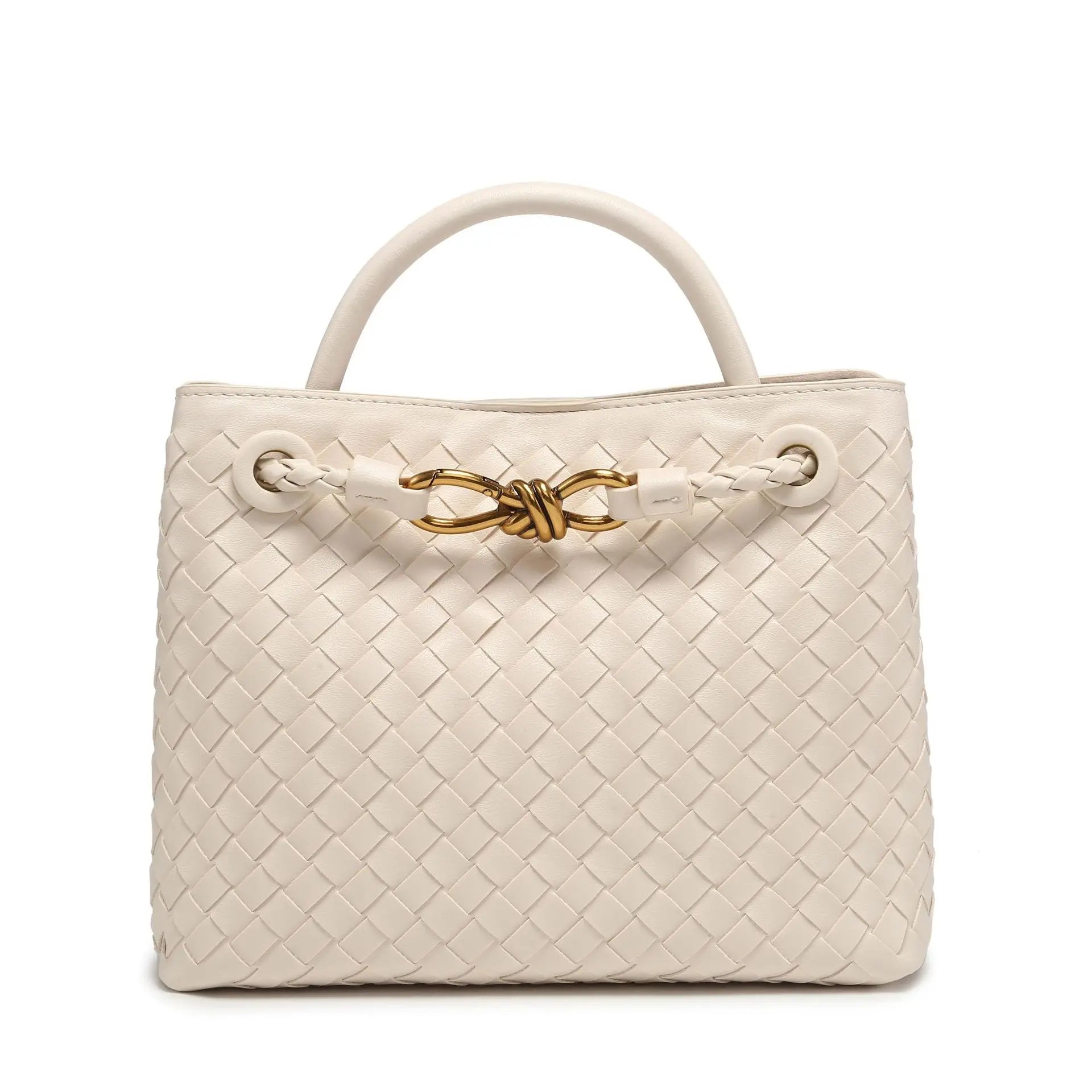 sac en cuir tressé ivoire