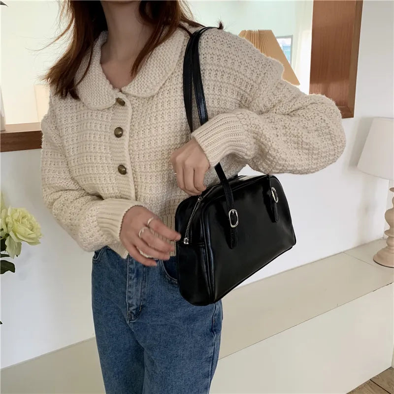 sac a main rectangulaire noir brillant