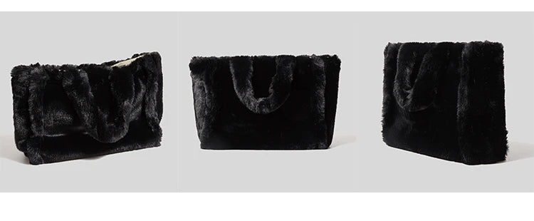 sac cabas noir en fausse fourrure