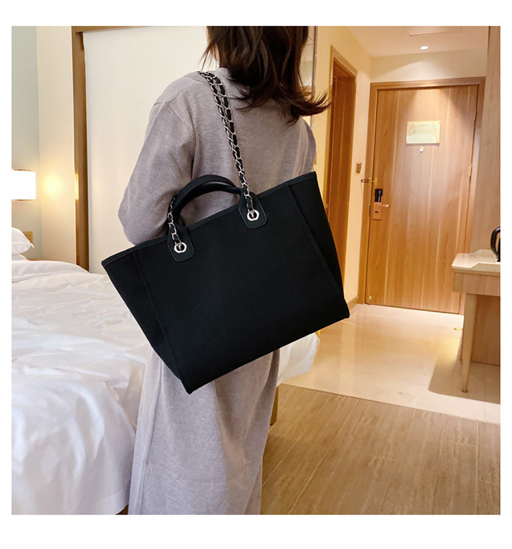 sac a main fourre tout elegant chaine noir