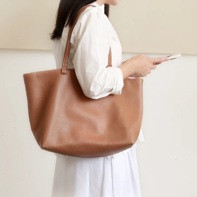 sac de cours cabas en cuir