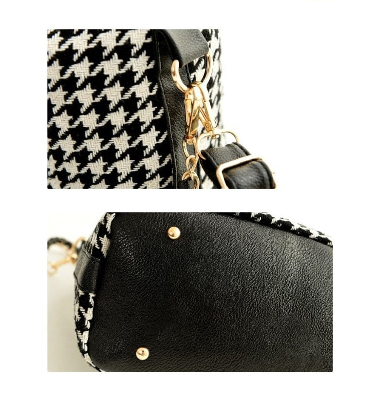 sac bandouliere noir et blanc finition doree