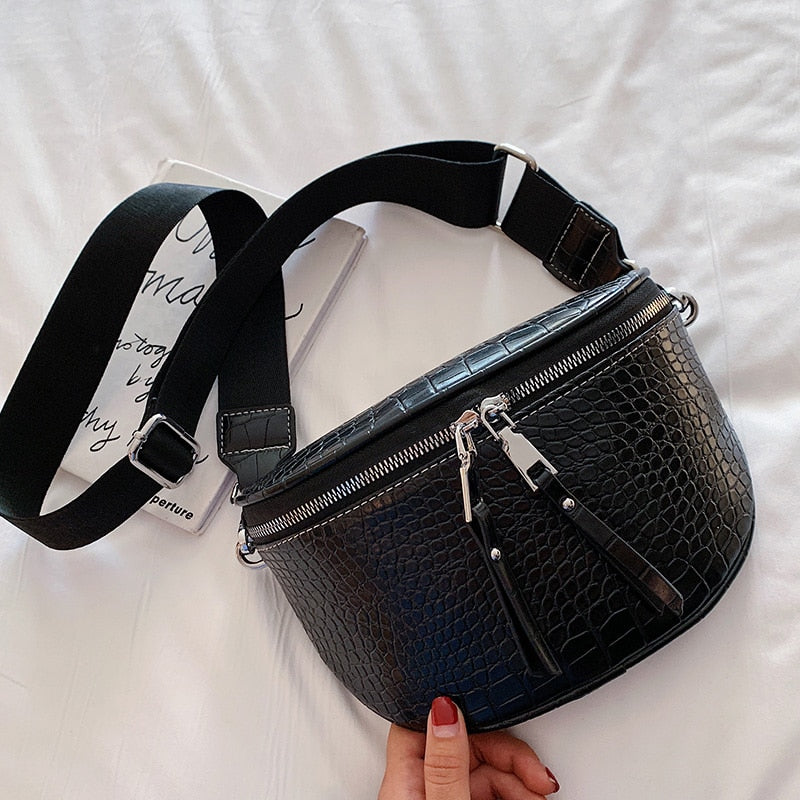 sac a main banane en cuir noir