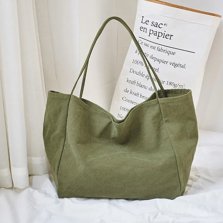 sac cabas en tissu grand format vert