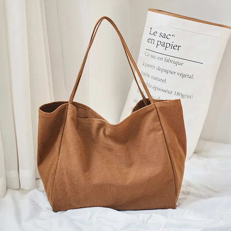 sac cabas en tissu grand format camel