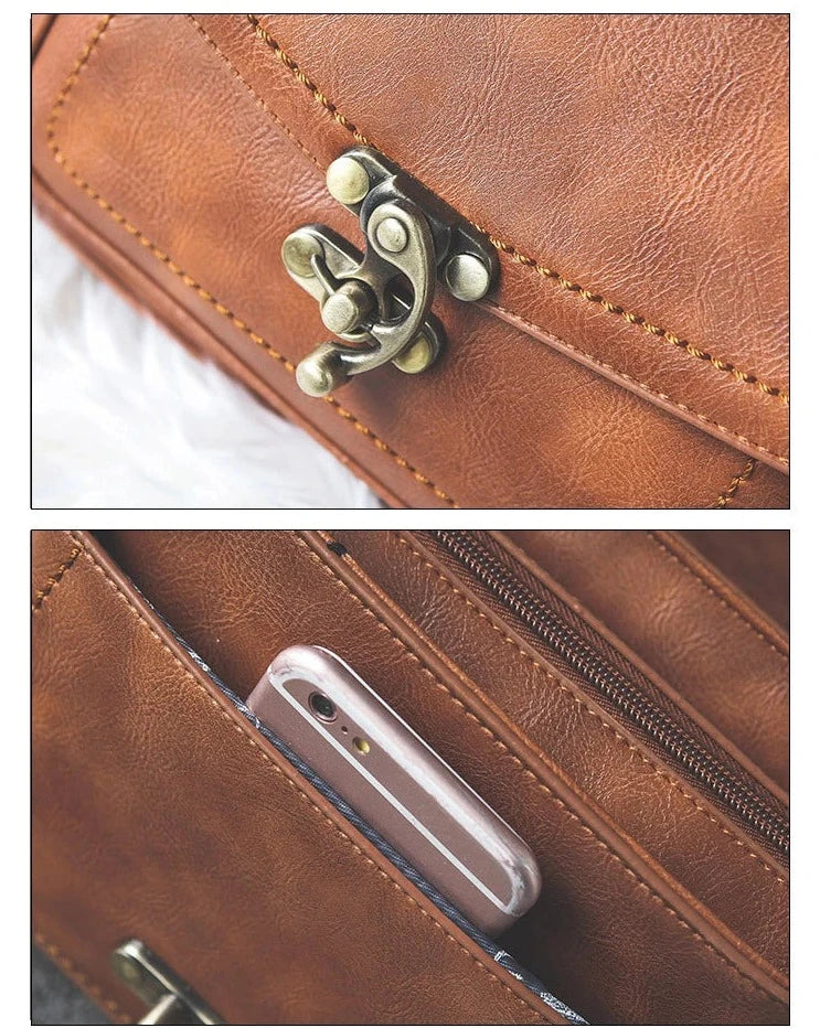 details du sac bandouliere avec rabat marron