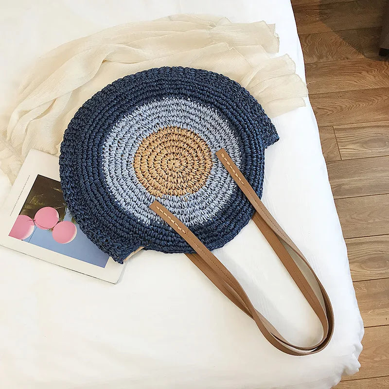 sac de plage en paille rond