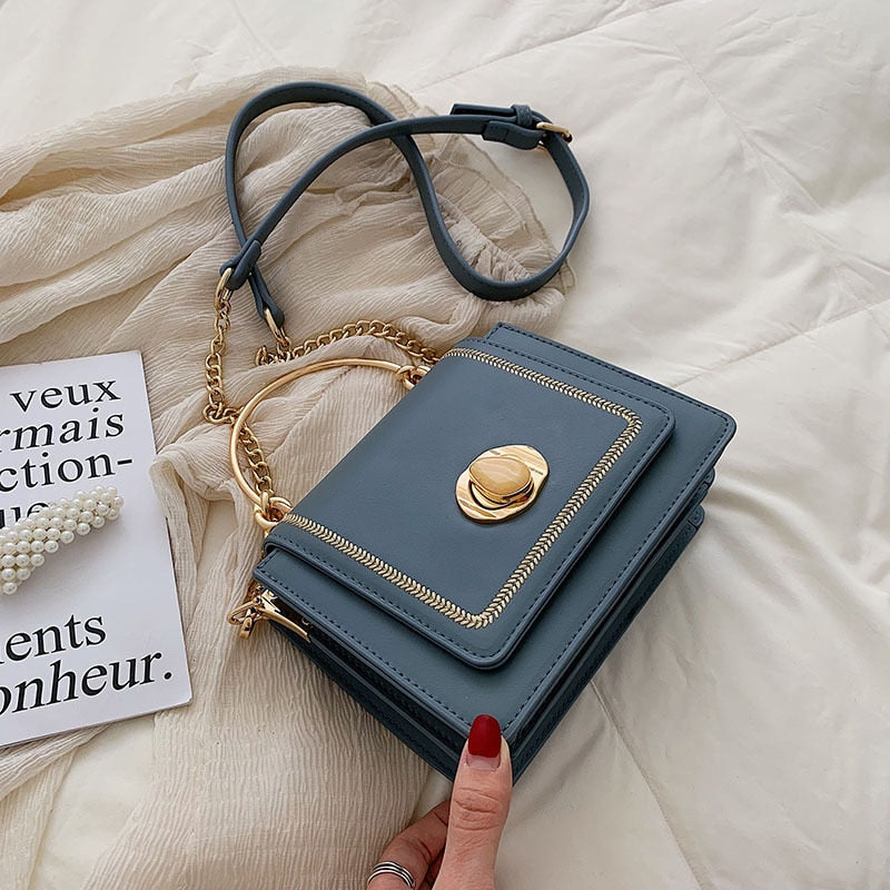 sac a main bandouliere chaine bleu