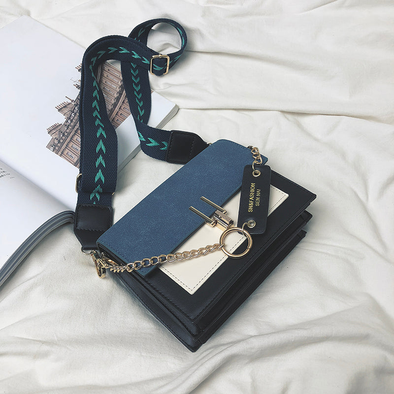 sac a main bleu et noir bi matière