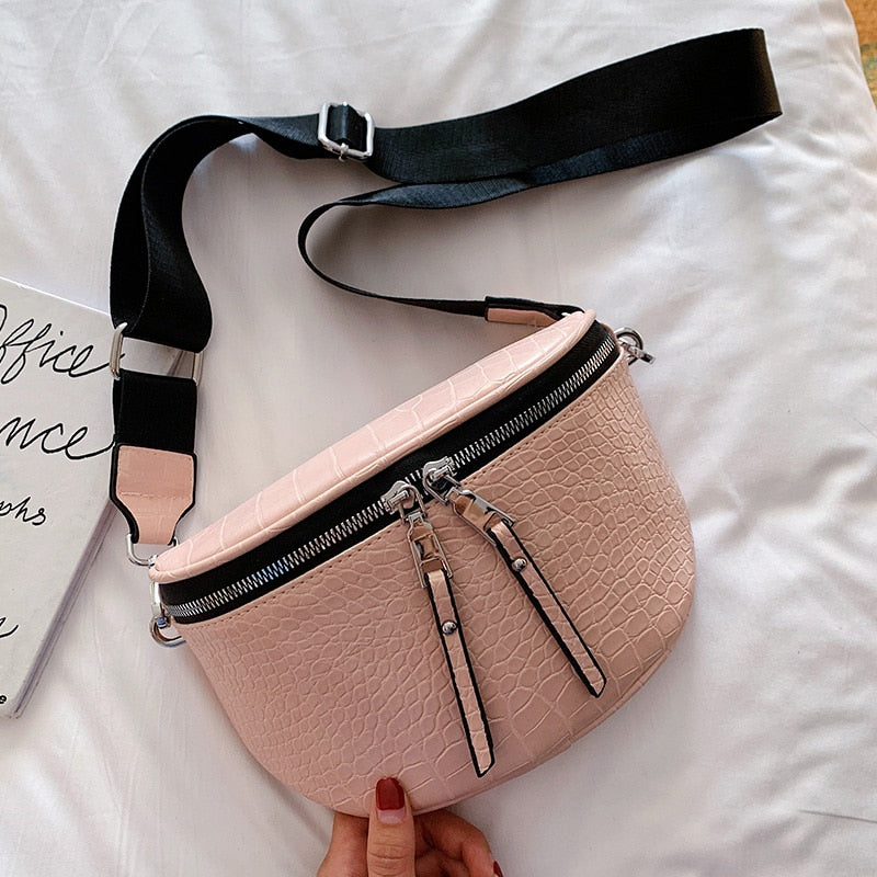 sac a main banane cuir rose poudre