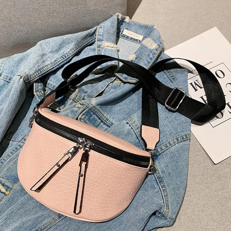 sac a main banane cuir femme rose et noir