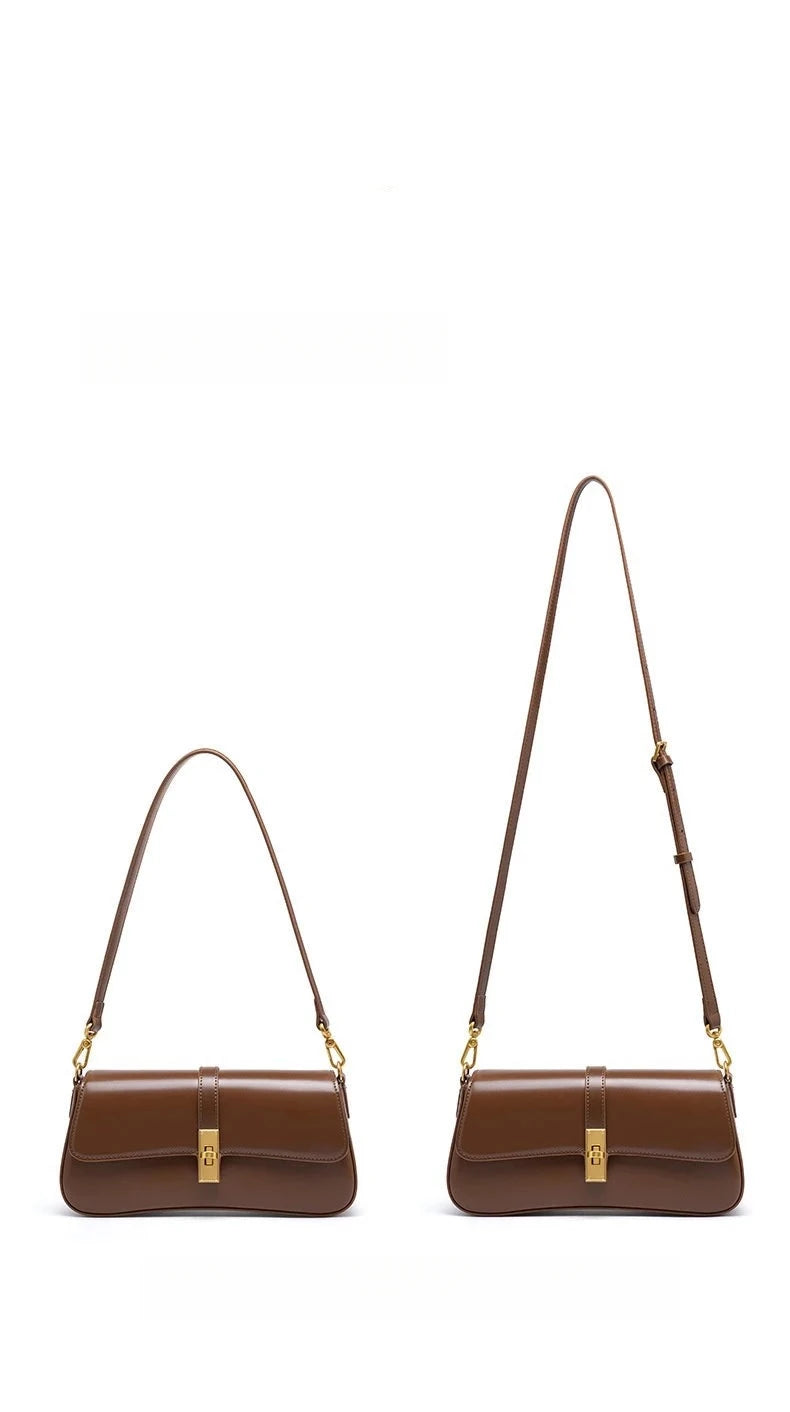 sac a main cuir marron avec bandouliere amovible et reglable