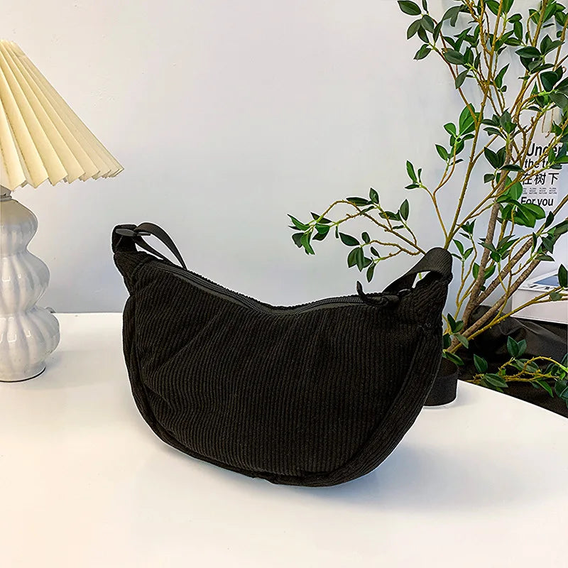 sac banane femme velours cotelé noir