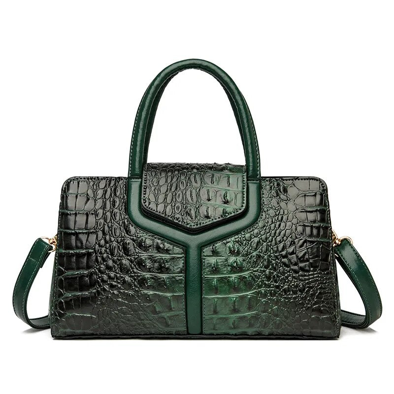 sac bandouliere femme effet croco vert
