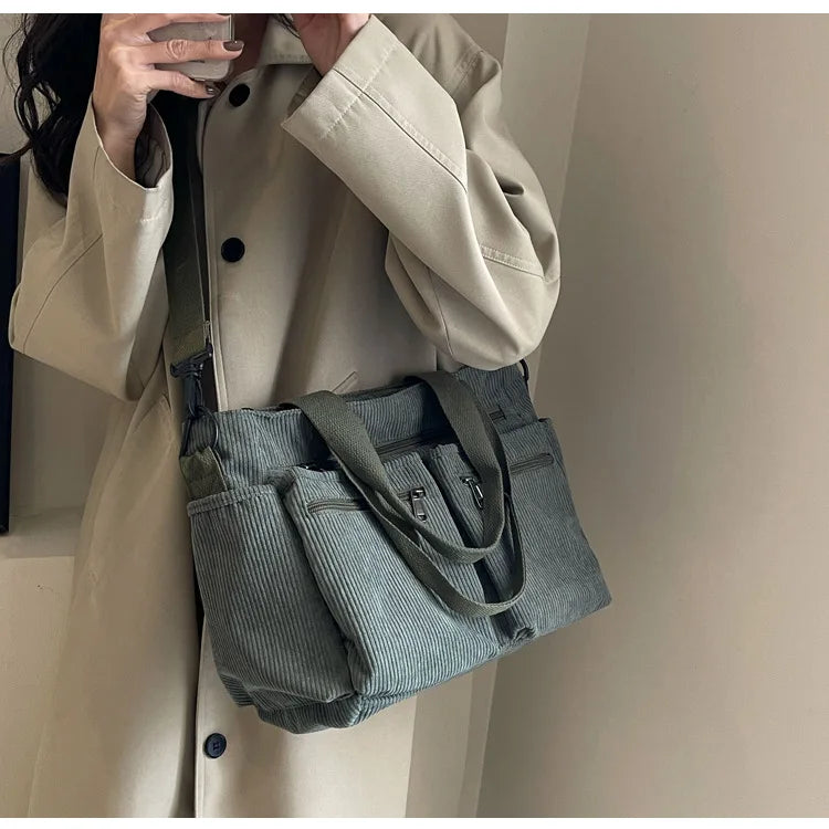sac en velours cotelé vert