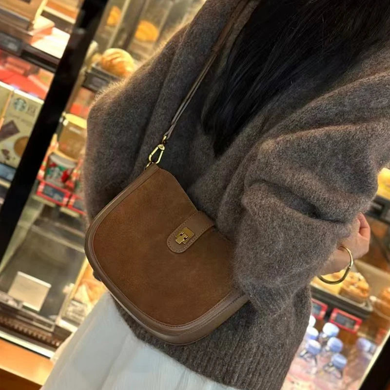 sac bandoulière en daim marron