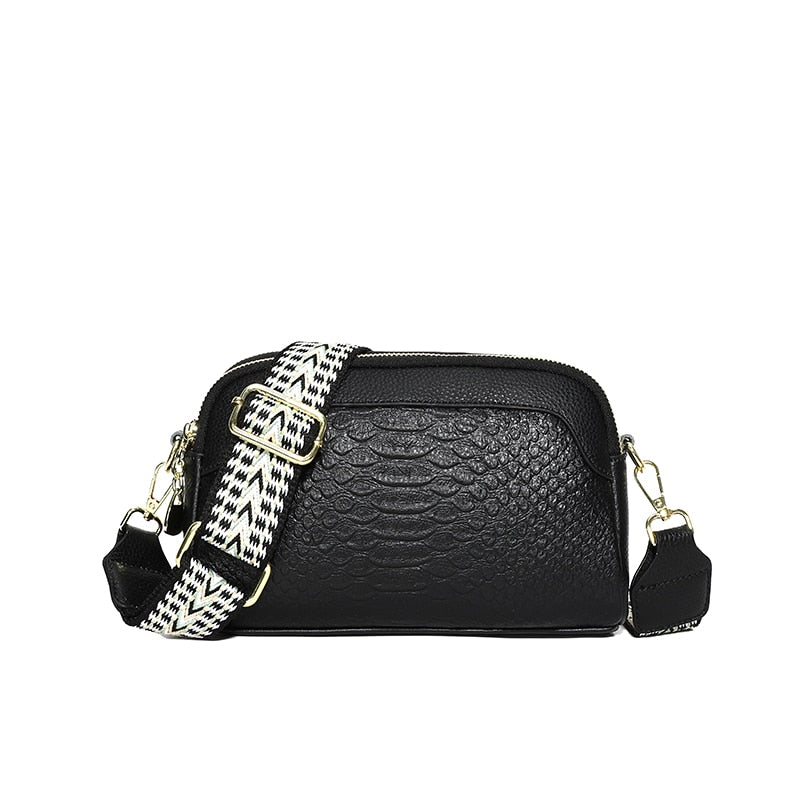 sac bandouliere croco noir