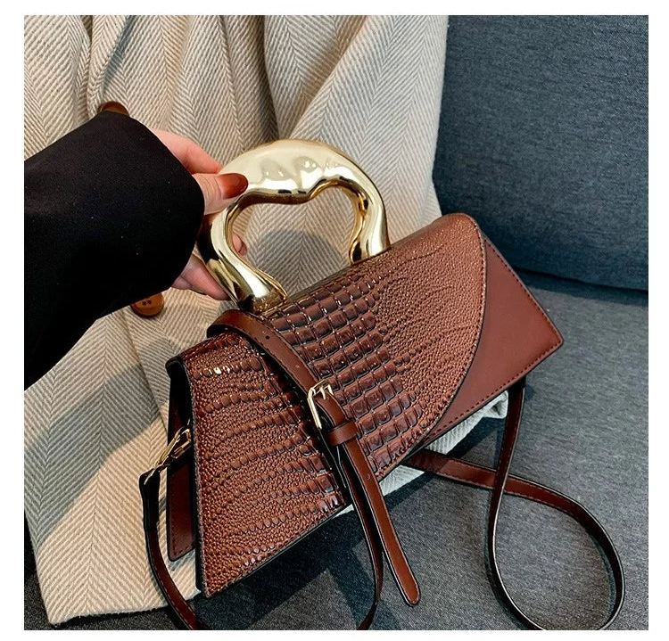 petit sac baguette marron croco