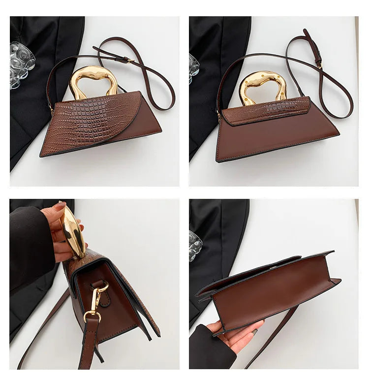 sac bandoulière croco marron