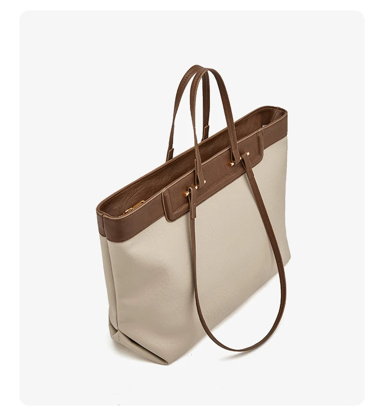 sac de cours cuir bicolore