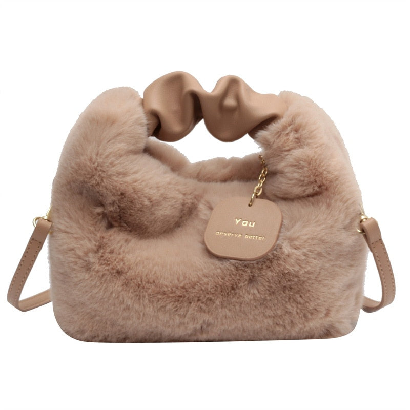 sac bandouliere fourrure beige