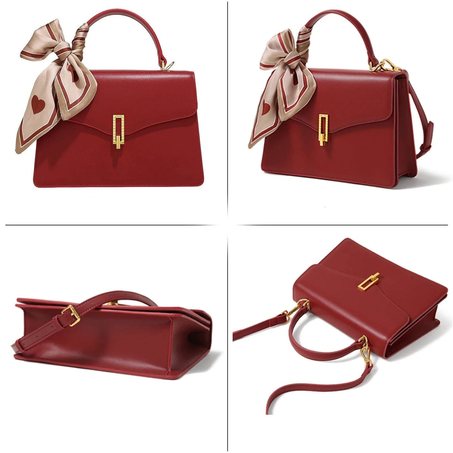 sac rouge luxe en cuir fendu