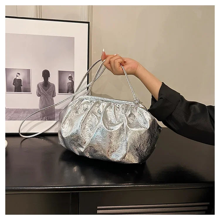 sac pochette argenté à main