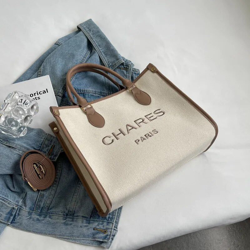 grand sac cabas avec fermeture eclair brode