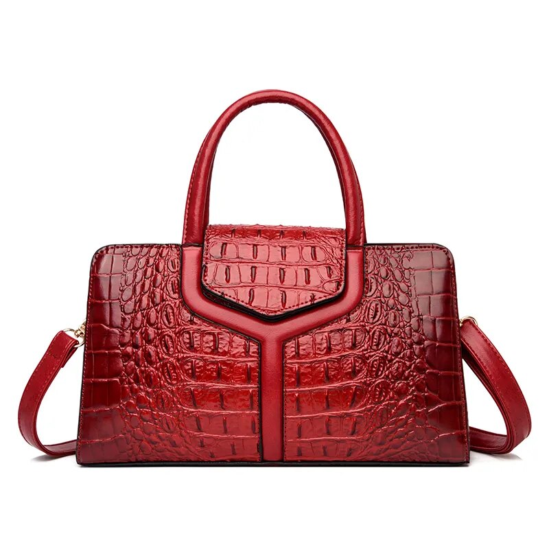 sac bandouliere femme effet croco rouge