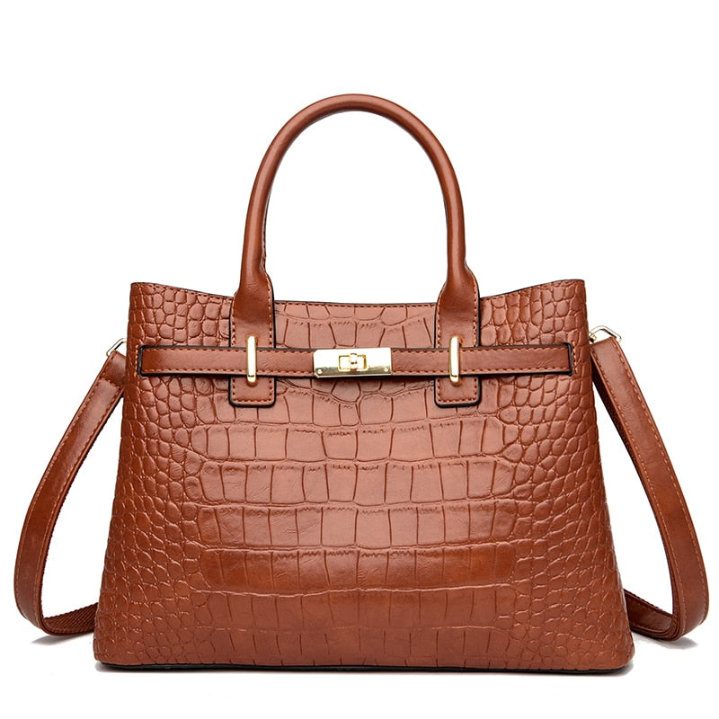 sac à main effet croco marron