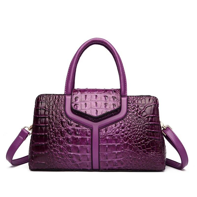 sac bandouliere femme effet croco violet