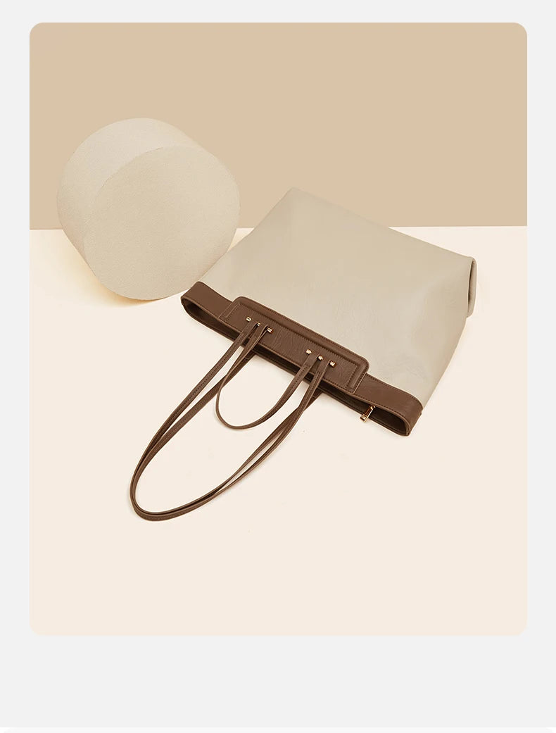 sac de cours en cuir beige