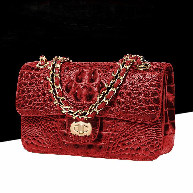 sac bandouliere crocodile rouge