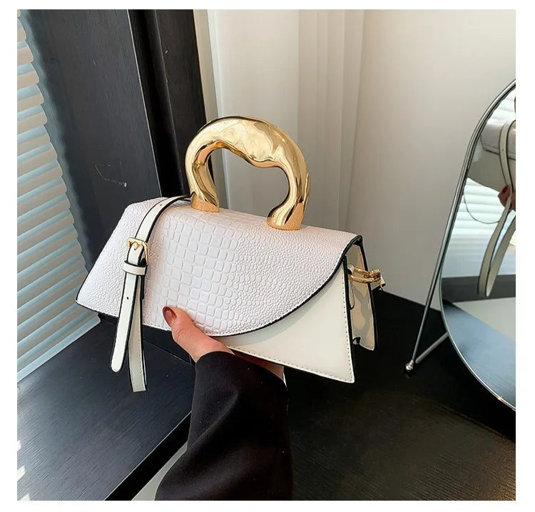 sac bandoulière effet croco blanc