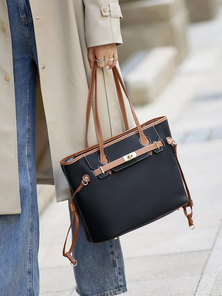 sac cabas femme luxe bicolore