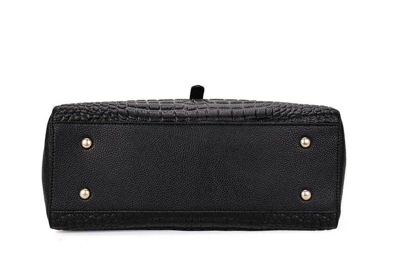sac à main croco noir et doré