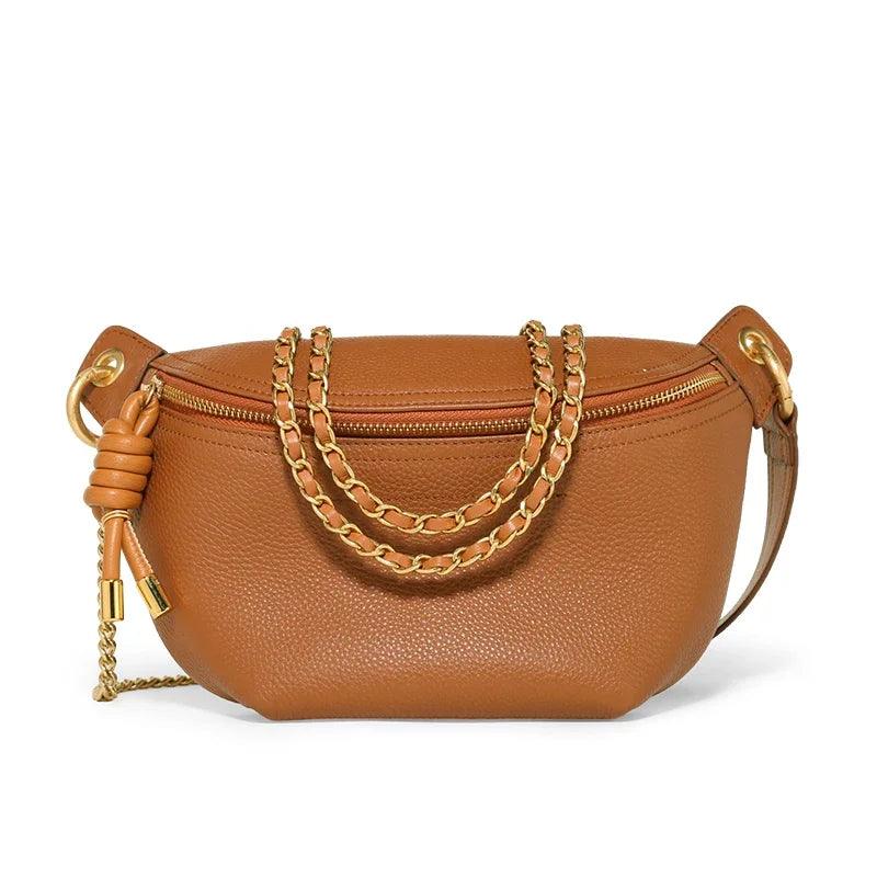 sac banane en cuir femme camel
