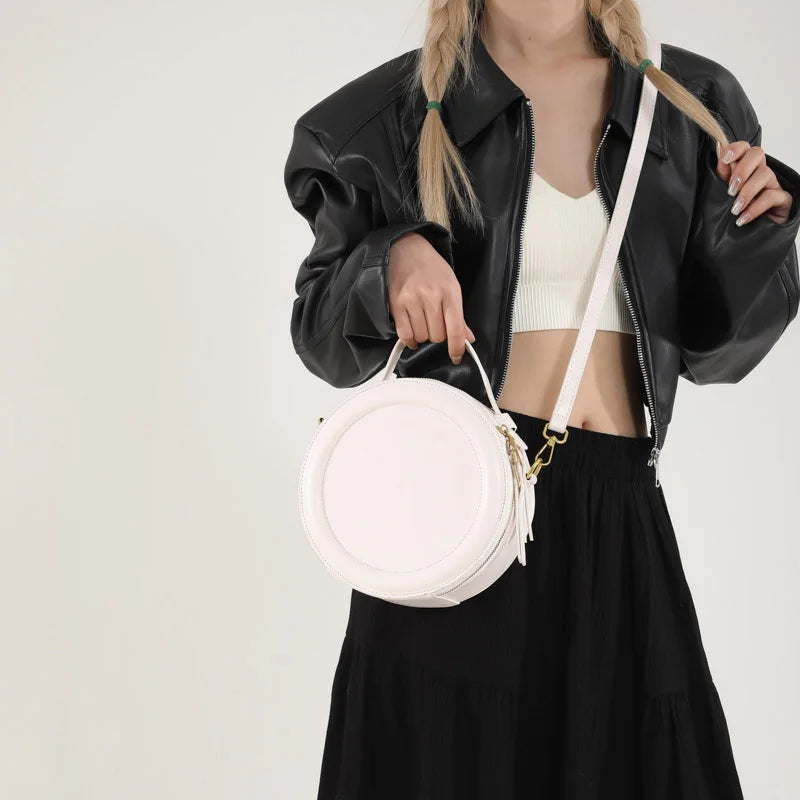 sac bandoulière rond femme en similicuir