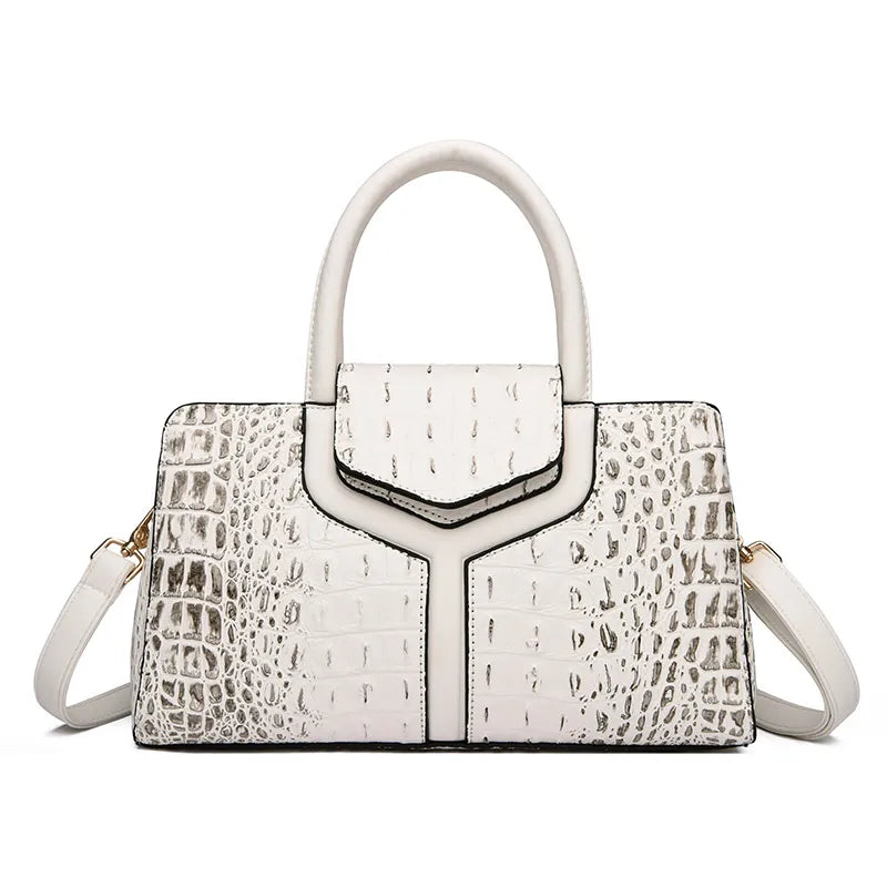 sac bandouliere femme effet croco blanc