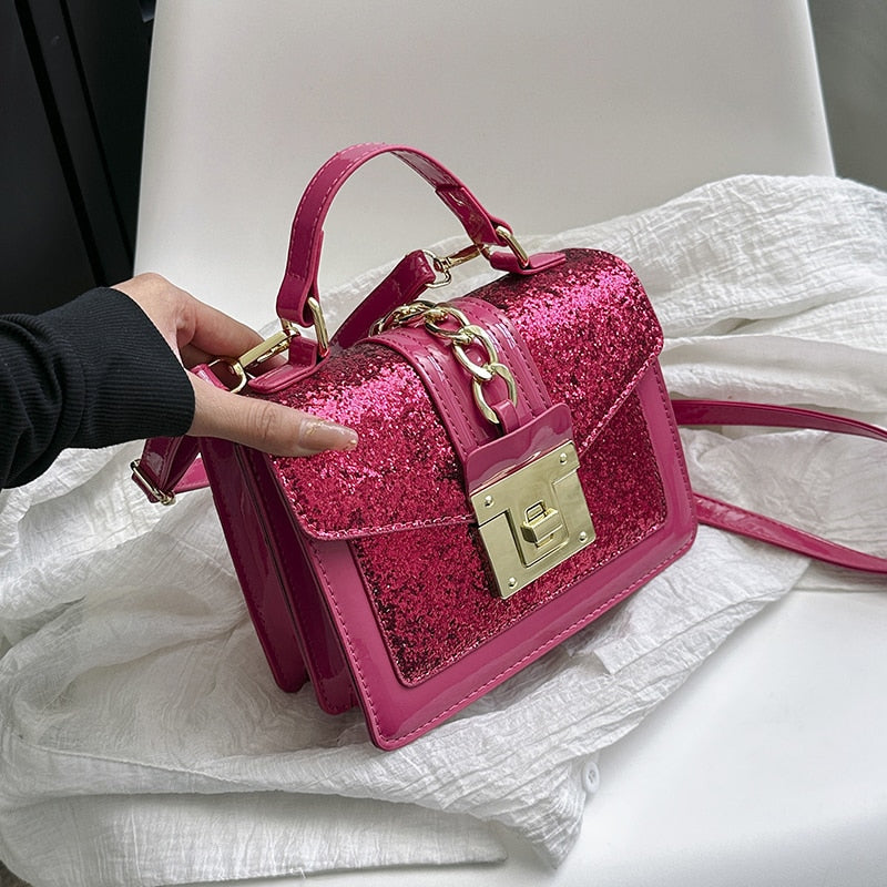 sac a main a paillettes fushia