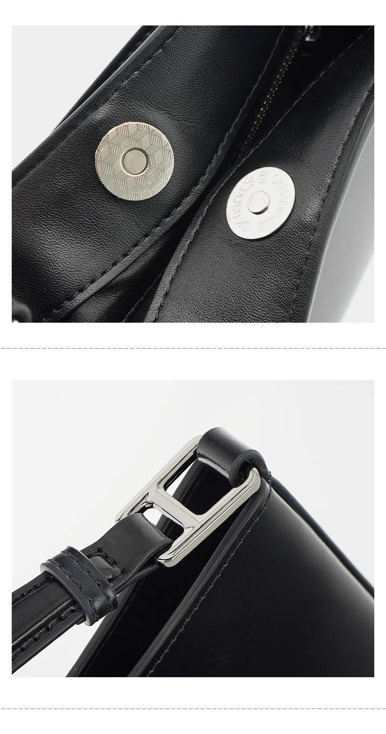 details argente du sac cuir noir