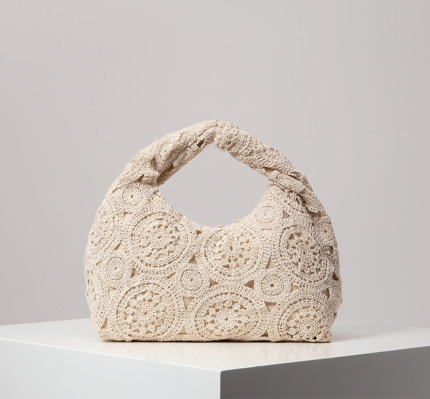 sac blanc motif bohème en tissu