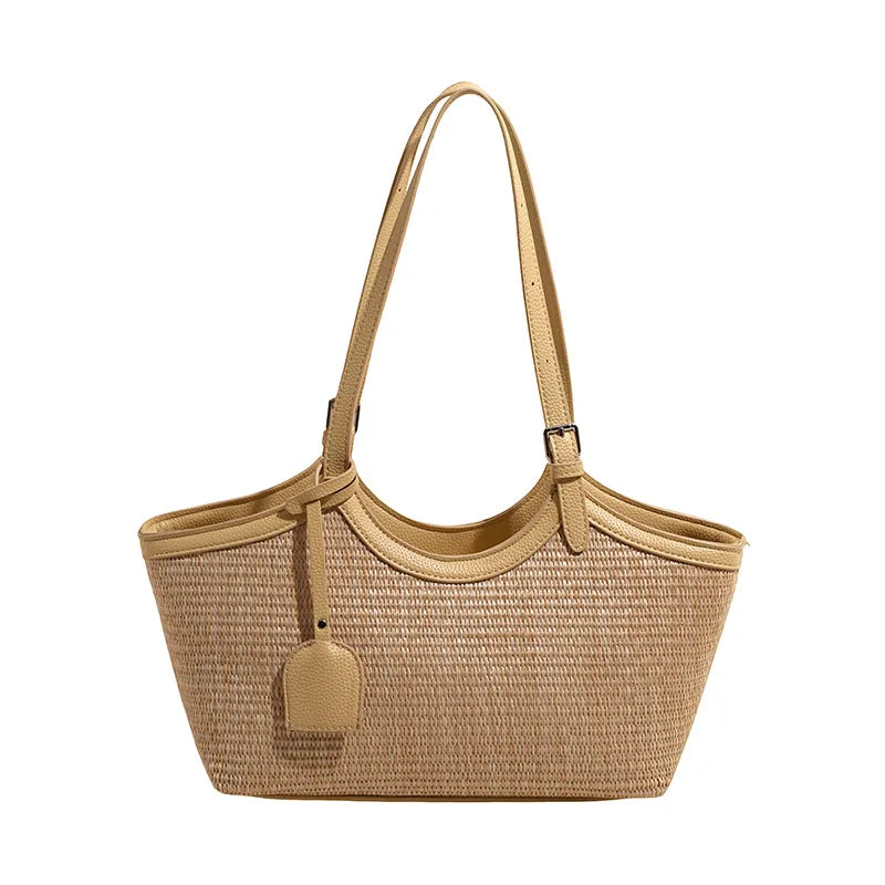 sac a main paille et cuir jaune