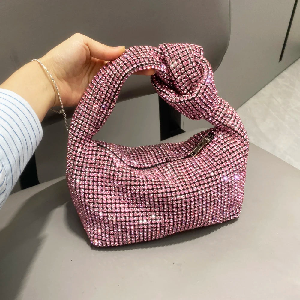 petit sac soirée en strass rose