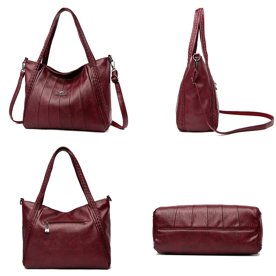 sac a main bordeaux cuir vue de toute les faces